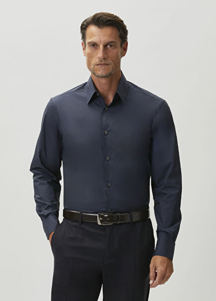 Navy Blue Cotton Oversized Shirt