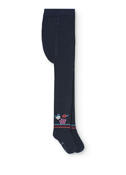 Girls' Pantyhose with Floral Motifs