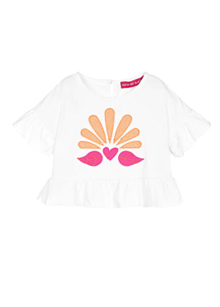 Goa White Embroidered Girls T-shirt
