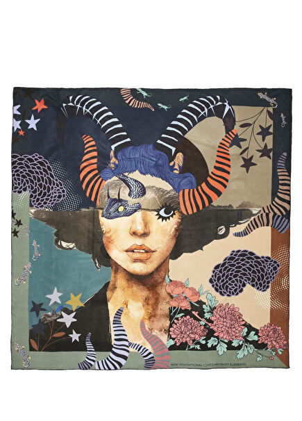 Capricorn Patterned Women's Silk Scarf