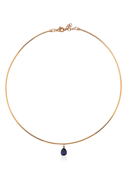 Tasma Damla Safir 18 Ayar Altın Kadın Kolye