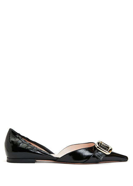 Black Women's Leather Ballet Flats