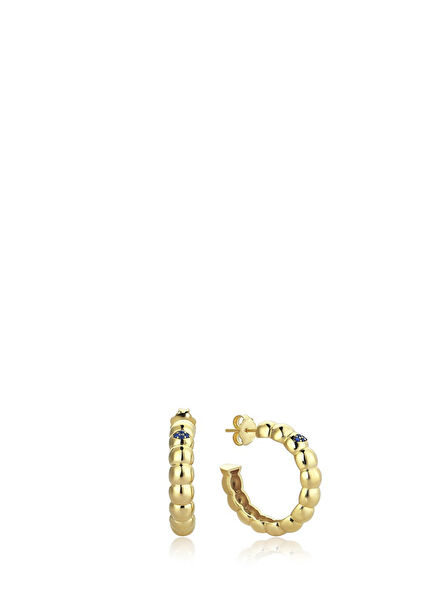 Gold Plated 925 Sterling Silver <not>Fureya</not> Navy Large Earrings