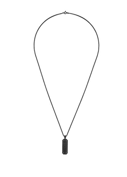 Guard of Men Men's Silver Necklace with Black Diamonds