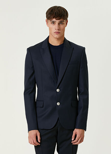 Navy Blue Wool Blazer