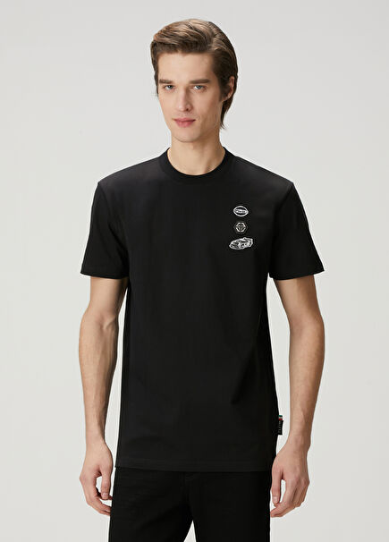 Black Patch Detailed T-Shirt