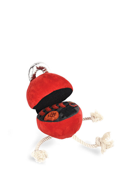 Gıcırtı Izgara Kırmızı Peluş Köpek Oyuncağı