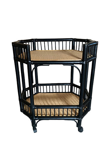 Siyah Tekerlekli Servis Arabası