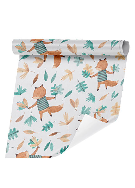 Sevimli Tilki Temalı Çocuk Odası Duvar Kağıdı