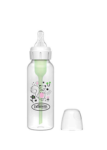Options+ Sincap Desenli Polipropilen 0+ Ay Anti-Kolik Biberon 250 ml