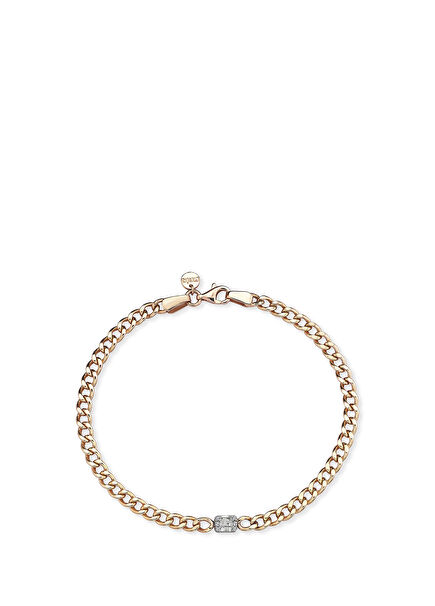 Künye 14 Ayar Rose Gold Kadın Pırlanta Bilezik