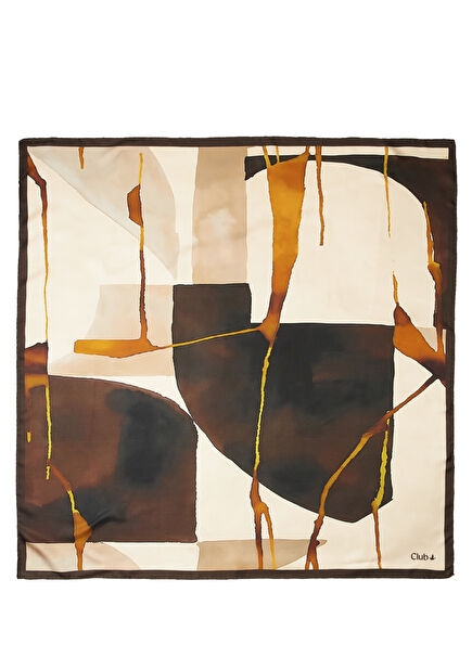 Beige Patterned Silk Scarf
