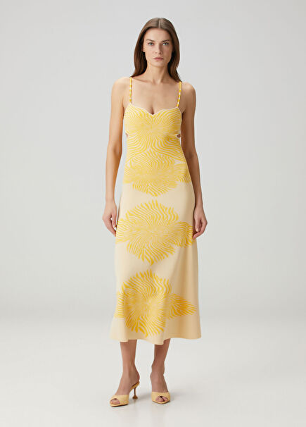 Rayana Yellow Midi Knitwear Dress