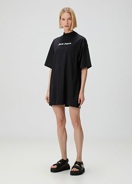 Black And White Logo Printed Mini Dress