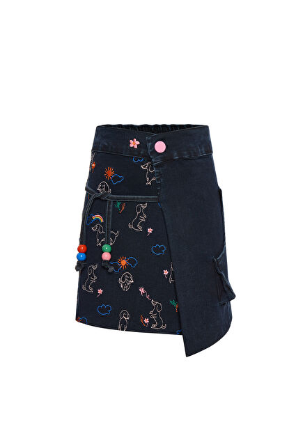 Twist & Thread Lacivert Kız Çocuk Denim Etek