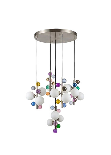 Bubble Lamp Soft Brushed Matte Chrome Opaque Metal Pendant Chandelier