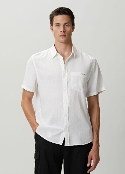 White Casual Linen Shirt