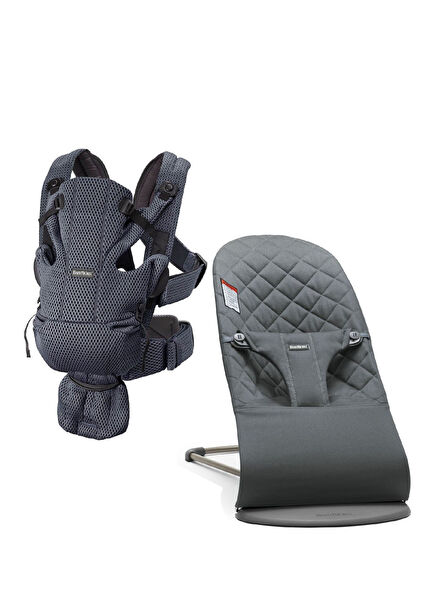 Bliss Woven 0-13 kg Baby Carrier and Move Mesh Anthracite Kangaroo Set of 2