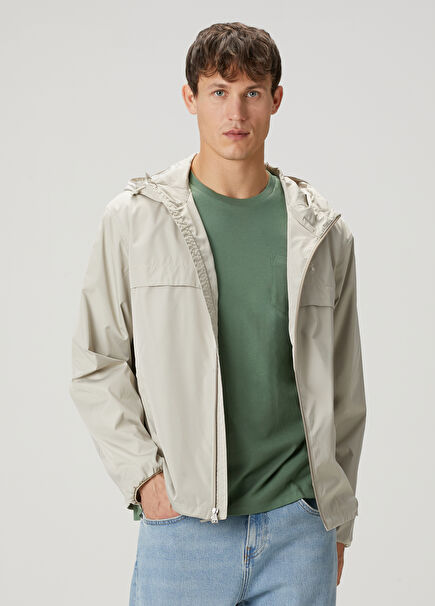 Beige Hooded Coat