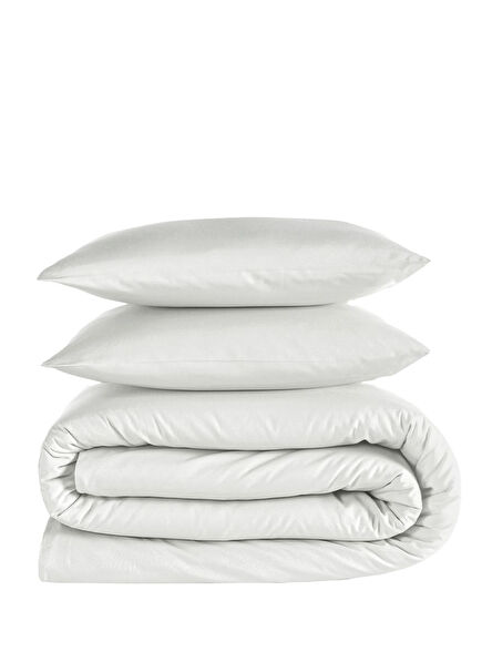 Odin White 300 TC Cotton Satin King Size Duvet Cover Set 240 x 220 cm