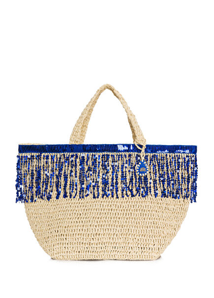 Loulou Hand Knitted Blue Women's Beach Bag
