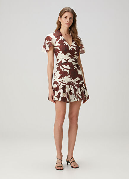 Melba Brown White Floral Mini Dress