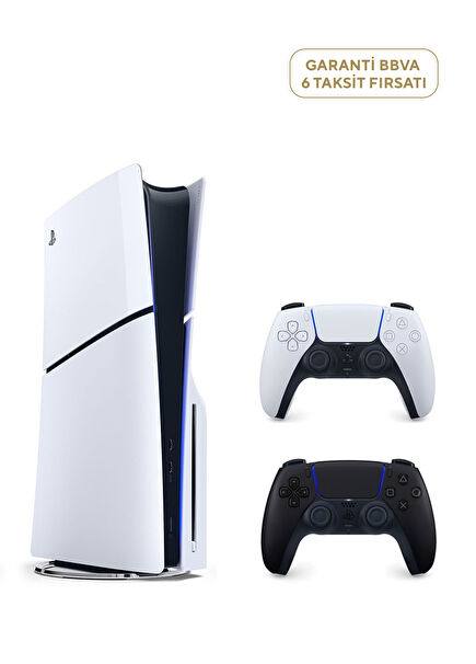 Playstation 5 1 TB Slim CD Edition Game Console + 2nd PS5 Controller Black