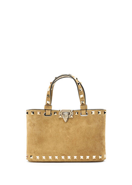 Rockstud Mini Açık Kahverengi Kadın Süet Çanta
