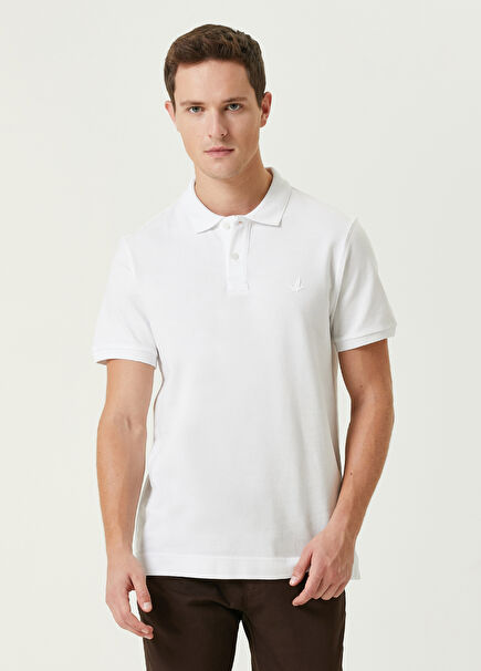 Comfort Fit Beyaz Polo Yaka T-shirt