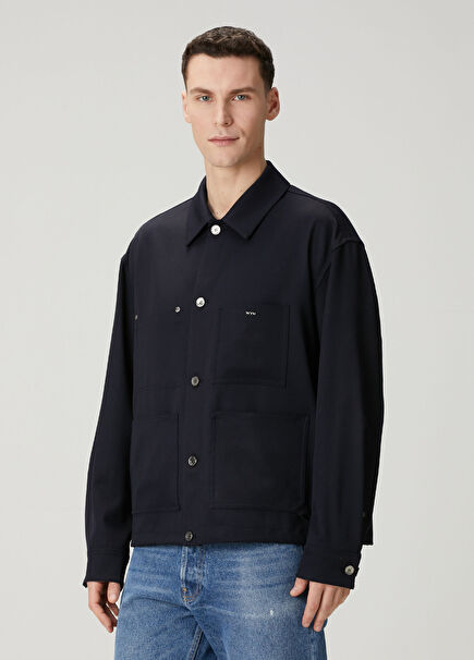 Lacivert Yün Dış Gömlek