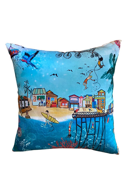 Hawaii Beach Life Silk Pillow 45x45 cm