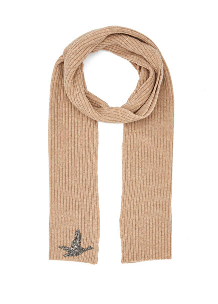 Bej Ribli Kadın Yün Atkı