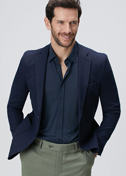 Navy Blue Dobby Jacket
