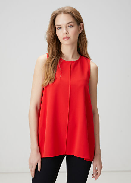 Red Crepe Blouse