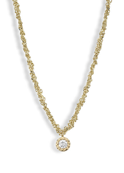 Honey White Diamond Pırlanta Taşlı 14 Ayar Altın Kadın Kolye