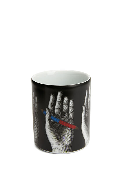 Mani con Matite Siyah Beyaz Porselen Kalemlik