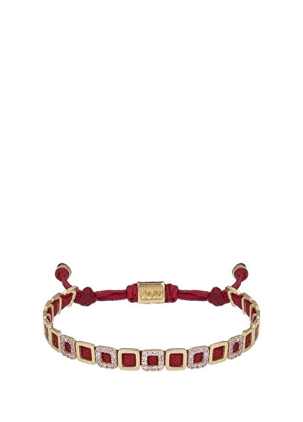 Square Handmade Bronze Women's Bracelet with Stone