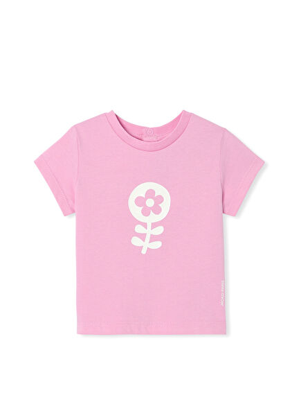 Baby Girl T-Shirt with Pink Floral Motif