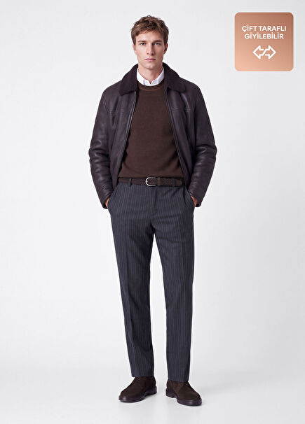 Brown Reversible Wool Sweater