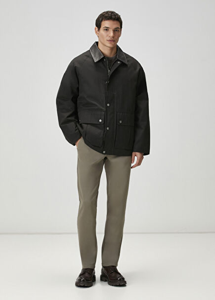 Vizon Beli Kordonlu Örme Chino Pantolon