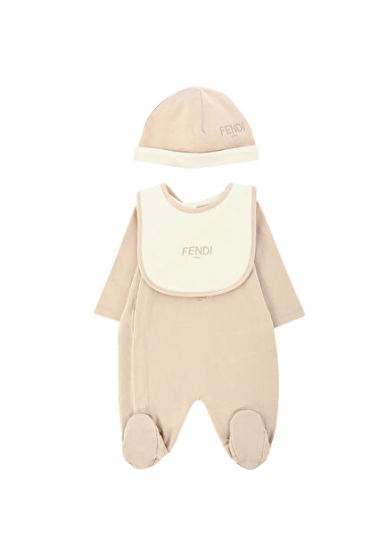 Beige Baby Boy 3 Piece Jumpsuit Set