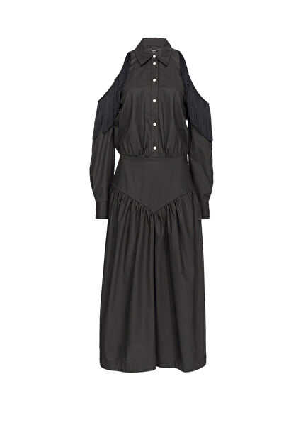 Hazzard Black Cotton Long Sleeve Women's Dress
