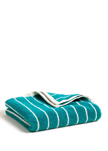 Solid Geniş Çizgili Pamuklu İplik Boyalı Yüz Havlusu 50 x 90 cm