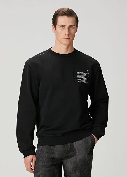 Black Contrast Printed Sweatshirt
