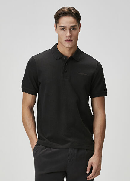 Regular Fit Siyah Polo Yaka T-shirt