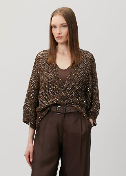 Brown Sequined Cardigan