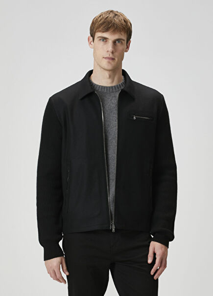 Black Wool Knit Cardigan