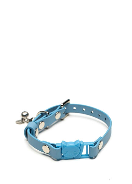 Blue Leather Cat Collar