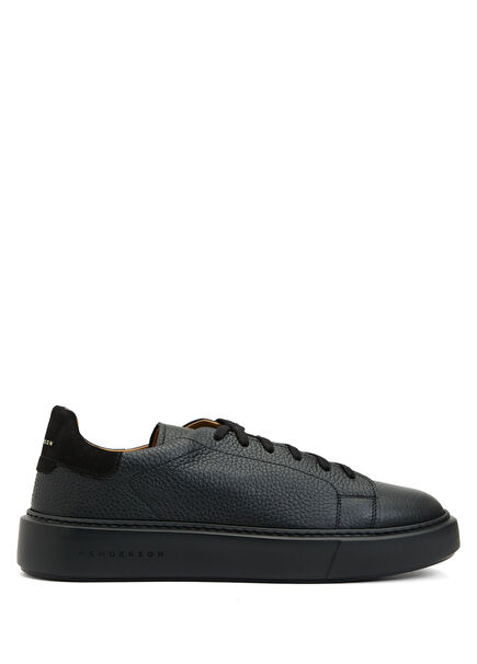 Black Mens Leather Sneakers