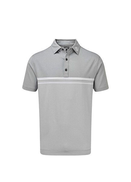 Stretch Pique Gri Beyaz Renk Bloklu Polo Yaka Kısa Kollu Erkek Golf T-Shirt 